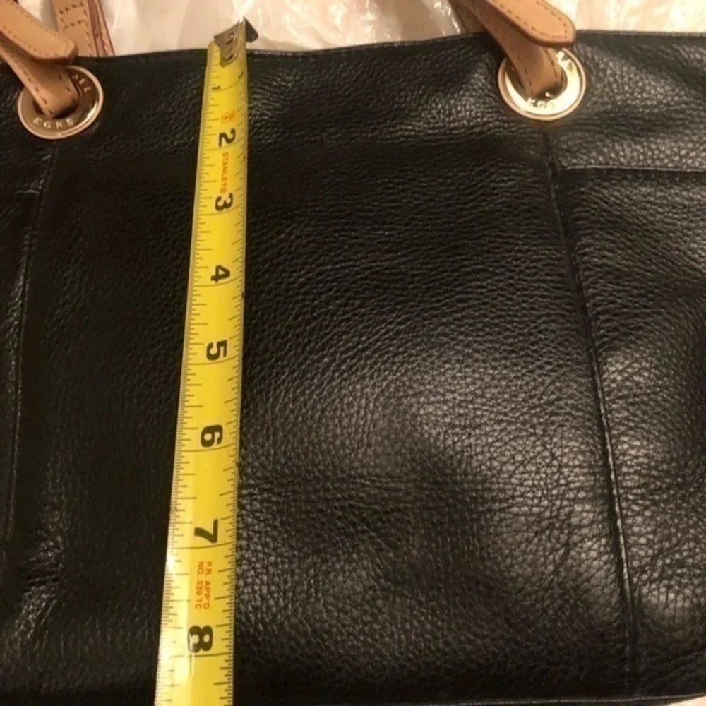 Michael kors black leather zippered tote bag